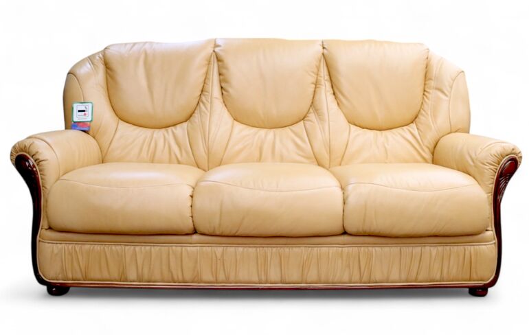 Genoa 3 Seater Genuine Italian Nut Leather Sofa Offer | DesignerSofas4U