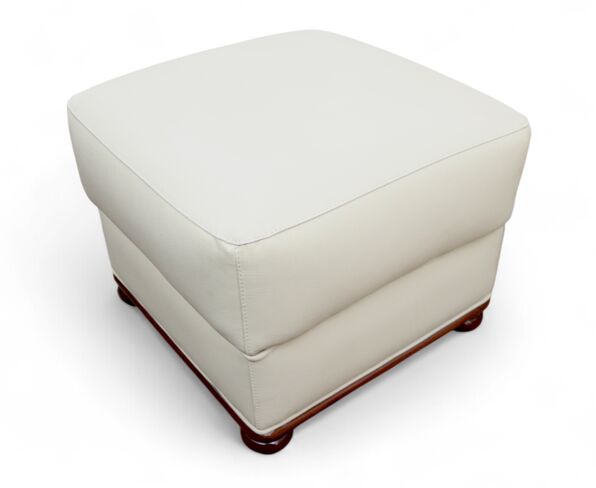Italian Leather Footstool Pouffe Cube Cream