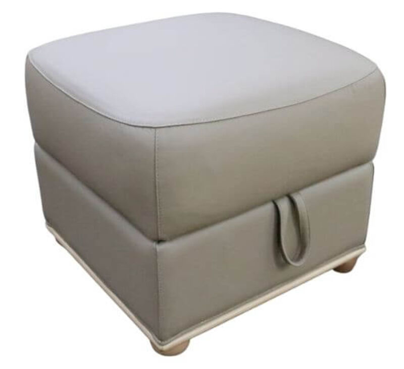 Product photograph of Italian Leather Storage Footstool Pouffe Cube Coffee Milk from Designer Sofas 4U