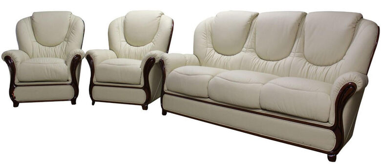 Mississippi 3+1+1 Genuine Italian Cream Leather Sofa Suite Offer