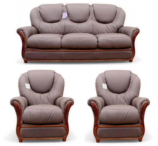 Juliet 3+1+1 Genuine Italian Chocolate Brown Leather Sofa Suite Offer