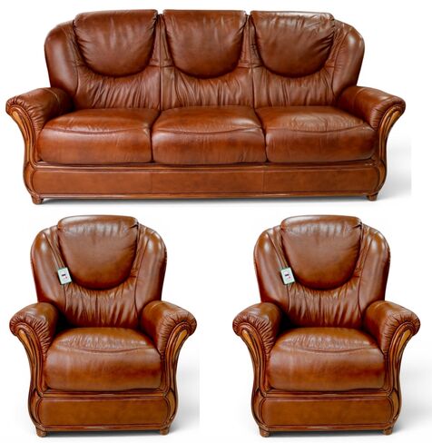 Juliet 3+1+1 Genuine Italian Tabak Leather Sofa Suite Offer