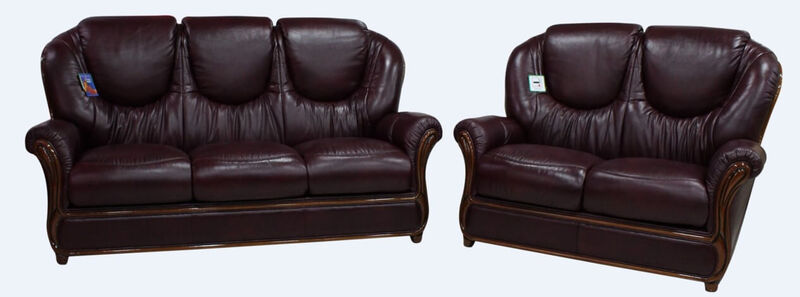 Product photograph of Juliet Genuine Italian Leather 3 2 Seater Sofa Suite Burgandy from Designer Sofas 4U