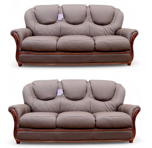 Juliet 3 Seater + 3 Seater Genuine Italian Chocolate Brown Leather Sofa Suite Offer