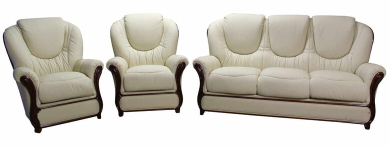Juliet 3+1+1 Genuine Italian Cream Leather Sofa Suite Offer