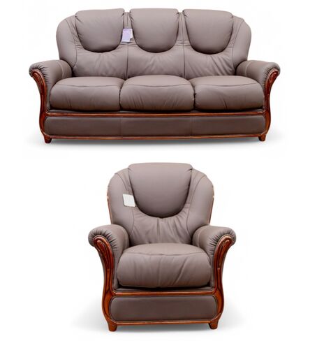 Juliet 3 Seater + Armchair Genuine Italian Chocolate Brown Leather Sofa Suite Offer