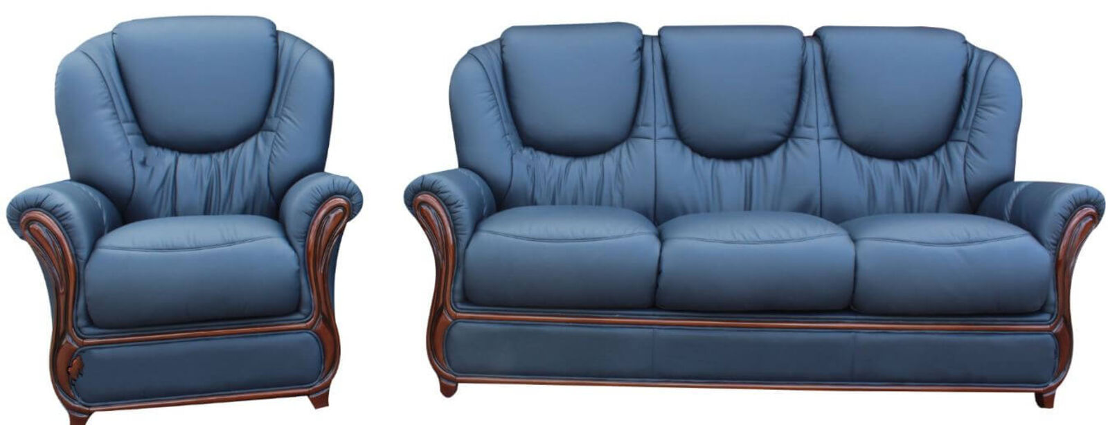 Product photograph of Juliet 3 Seater Armchair Genuine Italian Navy Blue Leather Sofa Suite Offer from Designer Sofas 4U