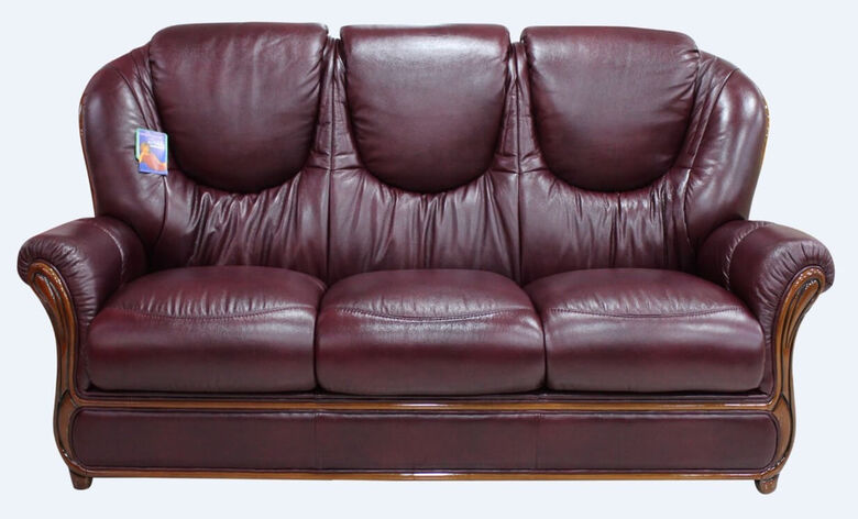 Juliet Genuine Italian Leather 3 Seater Sofa Settee Burgandy