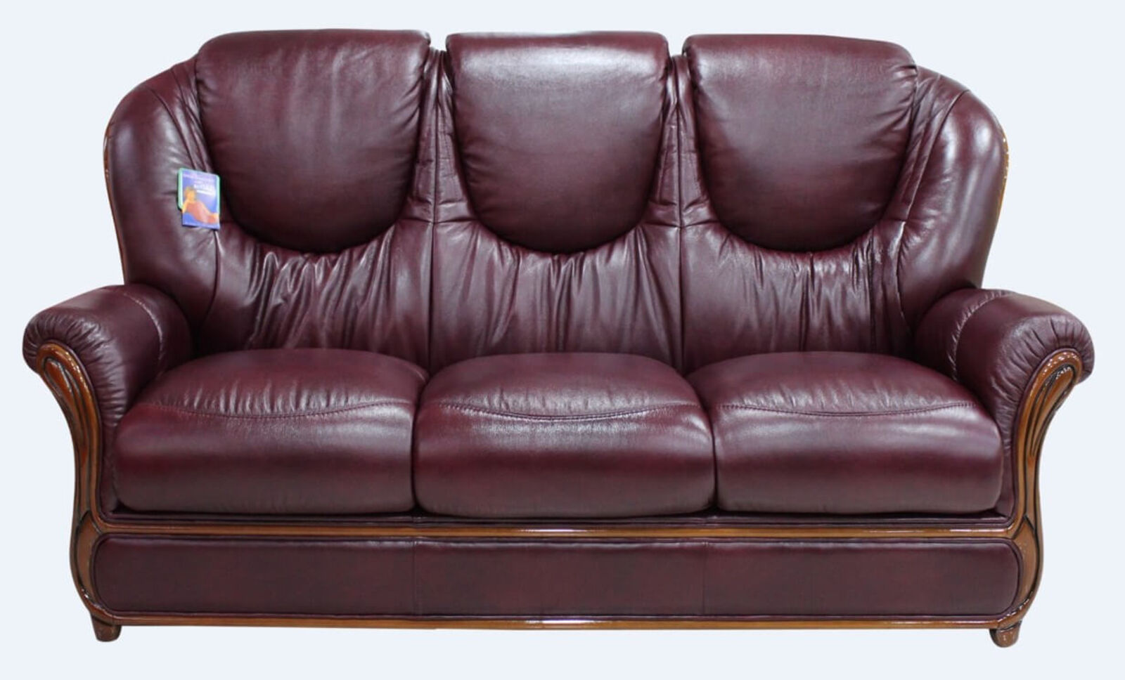 Product photograph of Juliet Genuine Italian Leather 3 Seater Sofa Settee Burgandy from Designer Sofas 4U