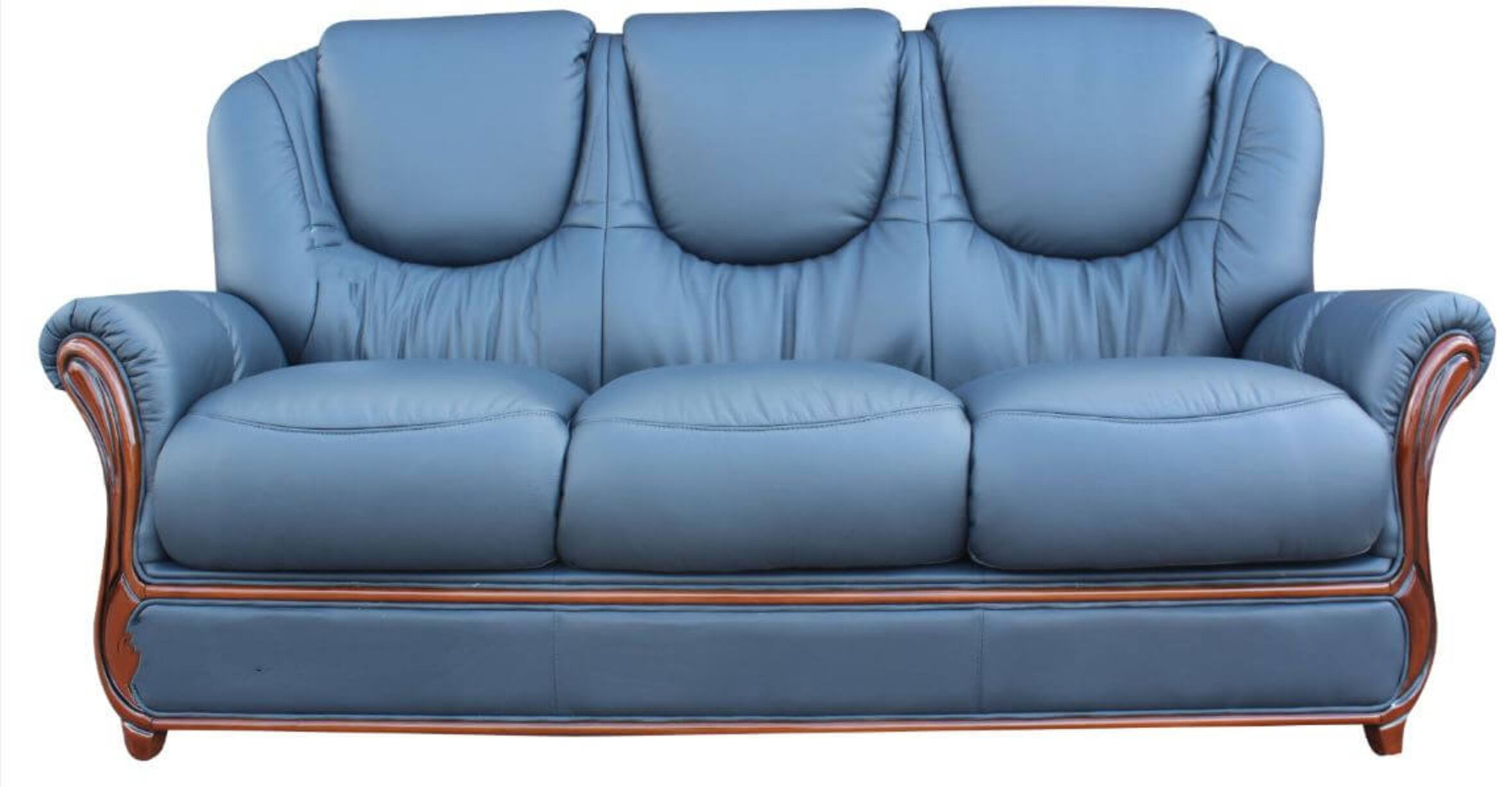 Mississippi Genuine Italian Leather 3, Navy Blue Leather Sofa And Chair Set