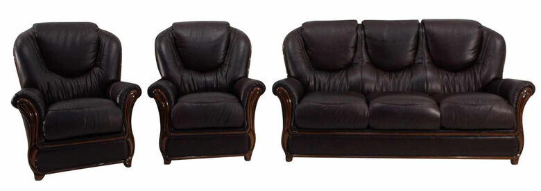 Juliet 3+1+1 Genuine Italian Burgandy Leather Sofa Suite Offer
