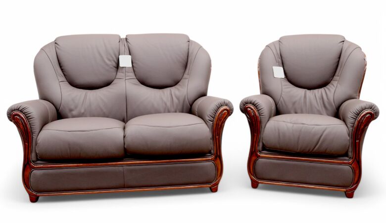 Juliet Genuine Italian Leather 2+1 Seater Sofa Suite Chocolate Brown