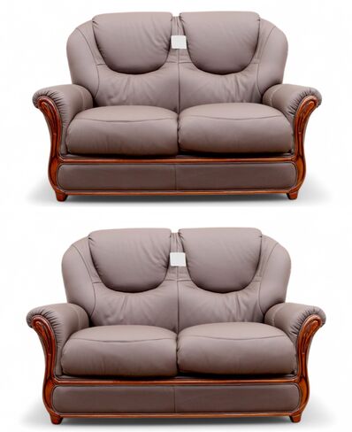 Juliet Genuine Italian Leather 2+2 Seater Sofa Suite Chocolate Brown