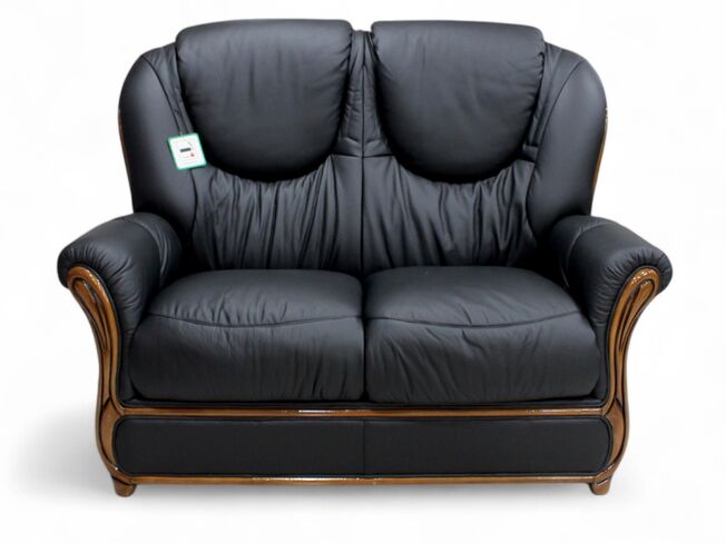 Juliet Genuine Italian Leather 2 Seater Sofa Settee Black