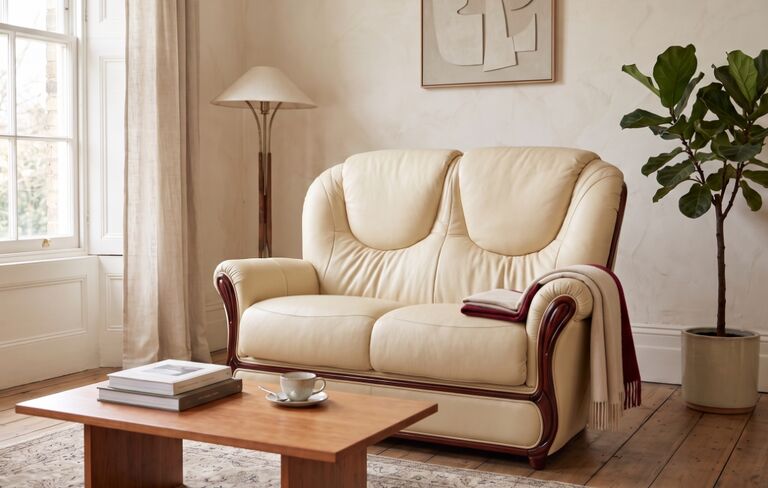 SPECIAL OFFER Juliet Genuine Italian Leather 2 Seater Sofa Settee Cream