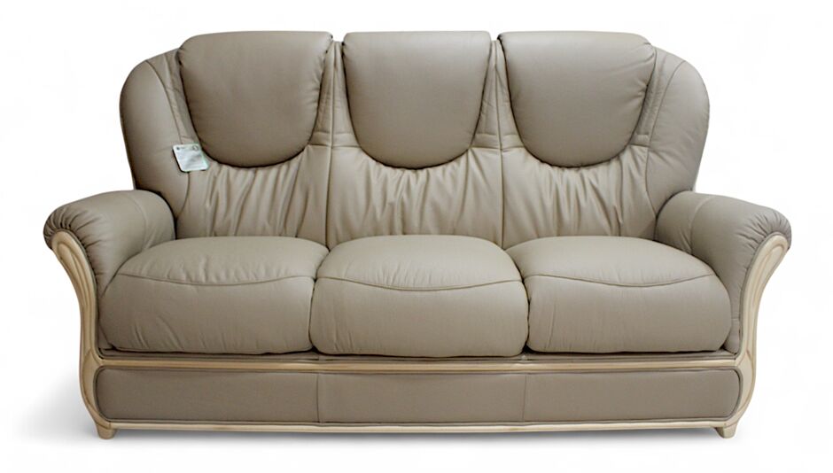 Juliet Italian Leather 3 Seater Sofa Settee | Coffee Milk Finish