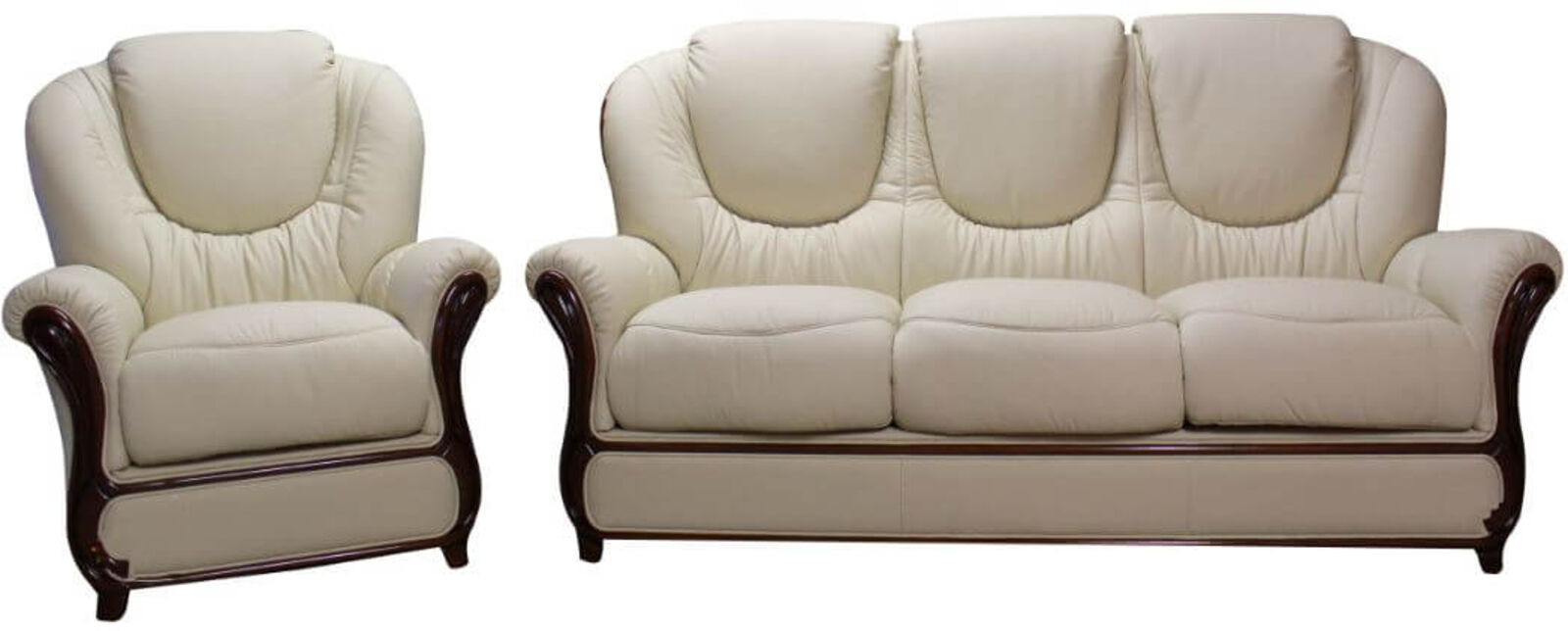 Product photograph of Mississippi 3 Seater Armchair Genuine Italian Cream Leather Sofa Suite Offer from Designer Sofas 4U