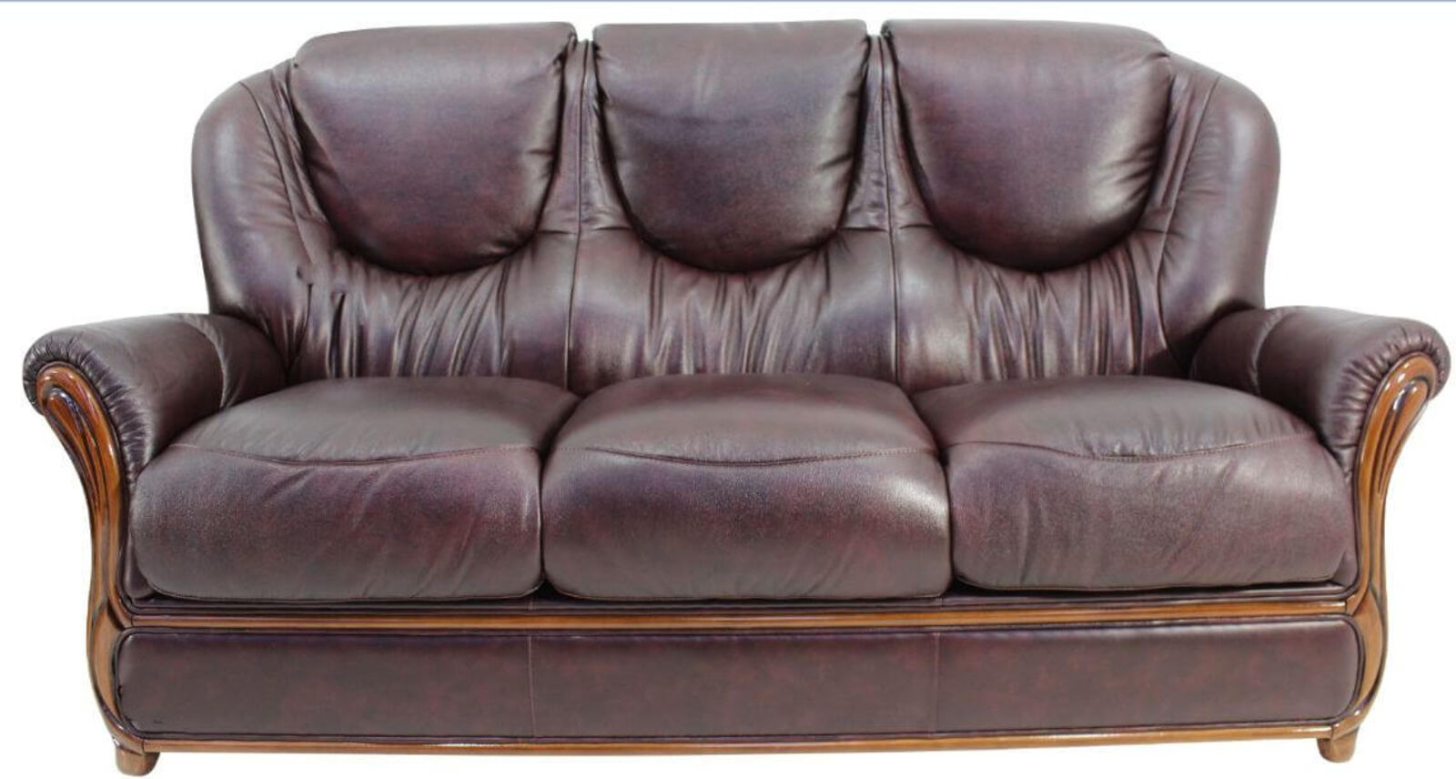 Product photograph of Mississippi Genuine Italian Leather 3 Seater Sofa Settee Burgandy from Designer Sofas 4U