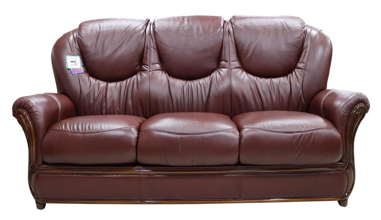 Juliet Genuine Italian Leather 3 Seater Sofa Settee Wine