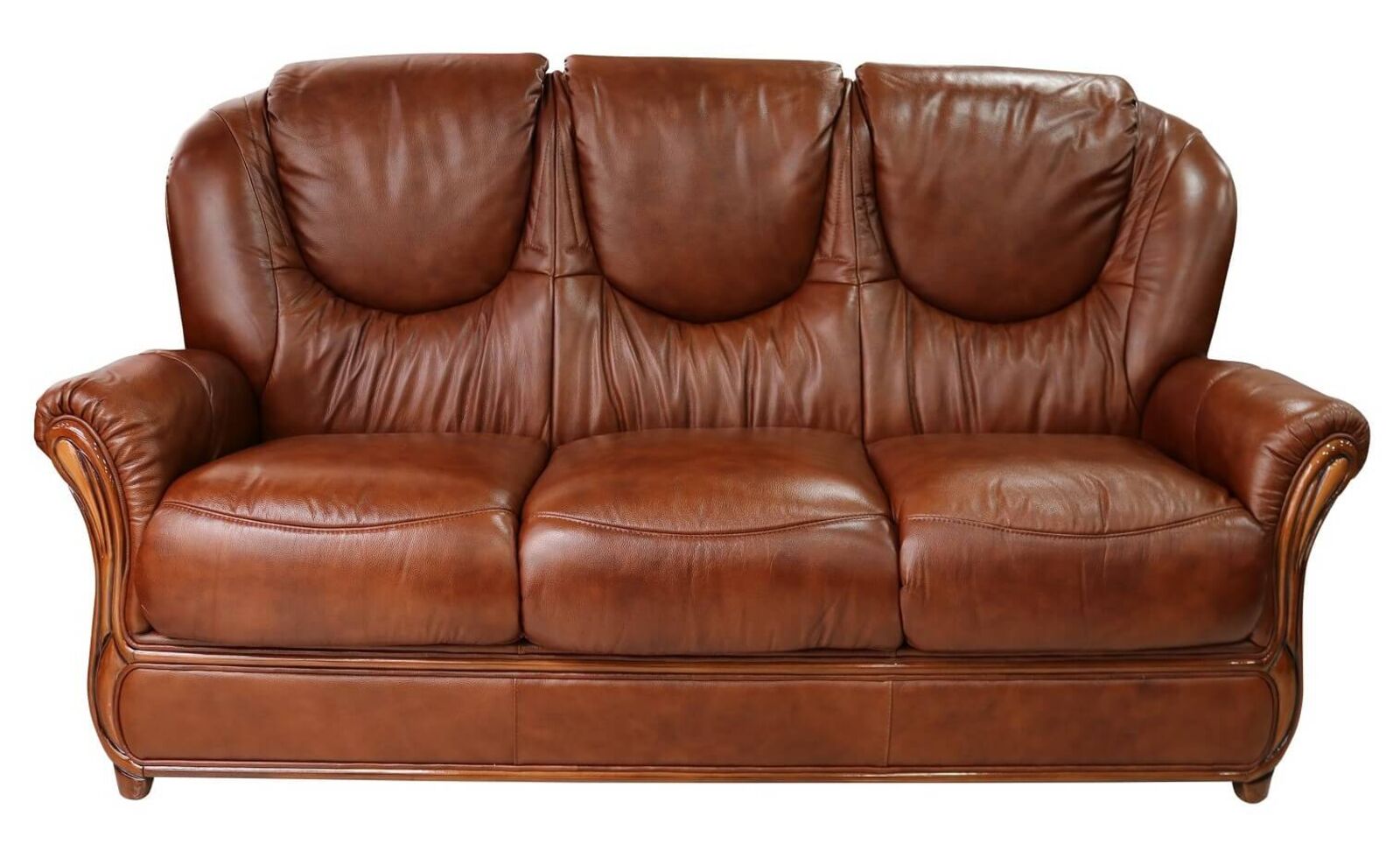 Product photograph of Juliet Genuine Italian Leather 3 Seater Sofa Settee Tabak from Designer Sofas 4U