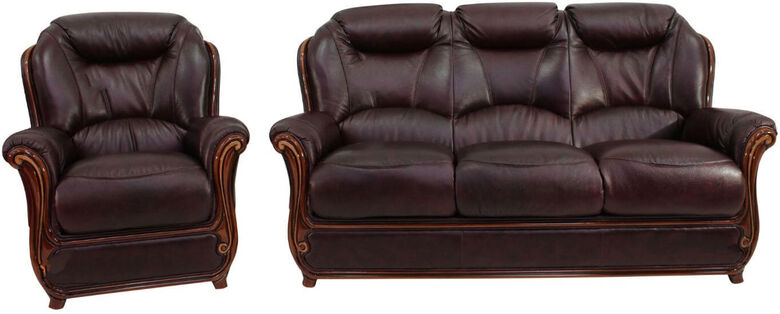 Bari 3+1 Genuine Italian Burgandy Leather Sofa Suite Offer