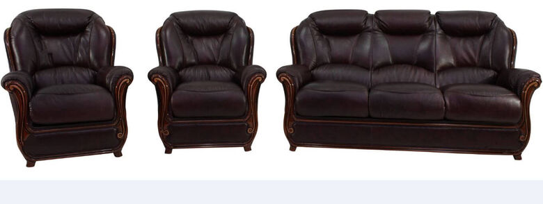 Bari 3+1+1 Genuine Italian Burgandy Leather Sofa Suite Offer