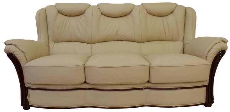 Verona 3 Seater Sofa Settee Genuine Italian Cream Leather Offer