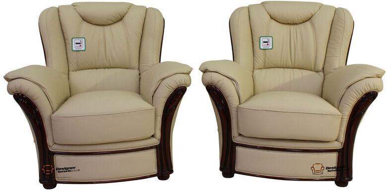 2 x Montana Genuine Italian Sofa Armchairs Cream Leather