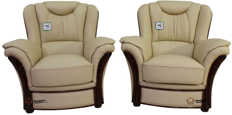 Product photograph of 2 X Montana Genuine Italian Sofa Armchairs Cream Leather from Designer Sofas 4U