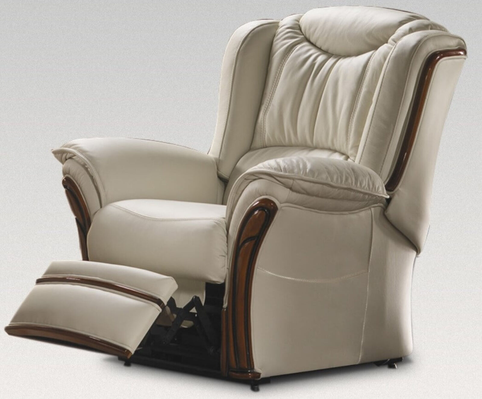 Product photograph of Verona Electric Reclining Armchair Sofa Genuine Italian Cream Leather Offer from Designer Sofas 4U