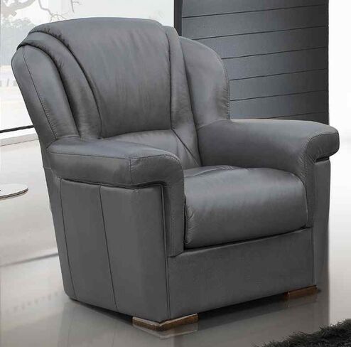 Lazio Genuine Italian Armchair Sofa Dark Grey Real Leather