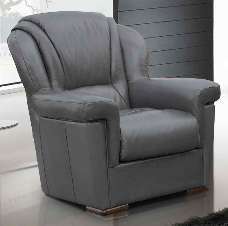 Product photograph of Lazio Genuine Italian Armchair Sofa Dark Grey Real Leather from Designer Sofas 4U