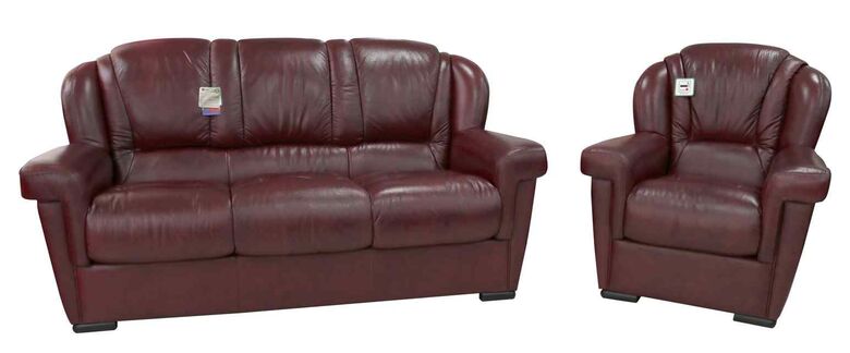 Lazio 3+1 Genuine Italian Leather Sofa Suite Burgandy