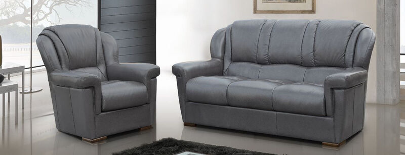 Product photograph of Lazio 3 1 1 Genuine Italian Leather Sofa Suite Dark Grey from Designer Sofas 4U