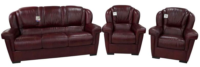 Lazio 3+1+1 Genuine Italian Leather Sofa Suite Burgandy