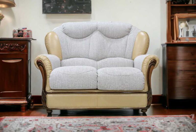 Product photograph of Lecce Genuine Italian Leather And Fabric 2 Seater Sofa Settee Amp Hellip from Designer Sofas 4U