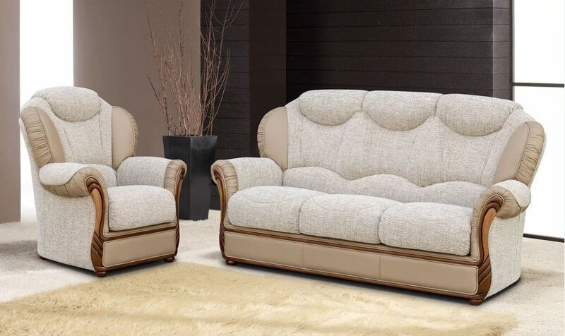 Product photograph of Lecce 3 1 1 Genuine Leather And Fabric Sofa Suite Offer from Designer Sofas 4U