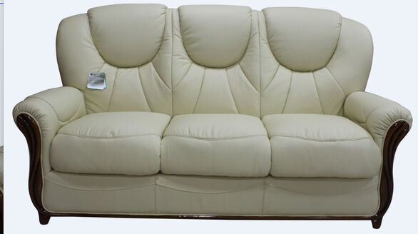Lucca 3 Seater Italian Leather Sofa Cream