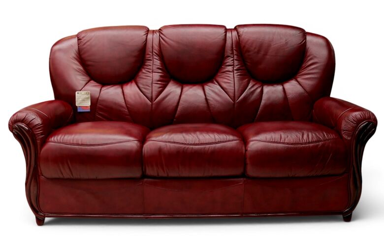 Lucca Genuine Italian Leather 3 Seater Sofa Settee Burgandy