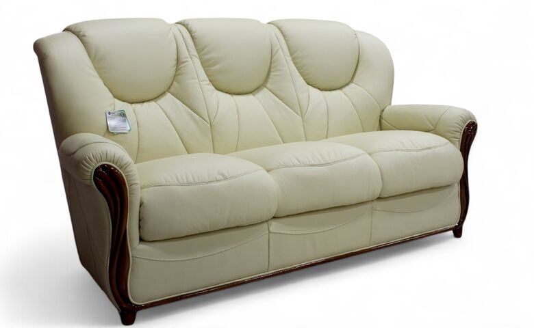 Lucca Genuine Italian Leather 3 Seater Sofa Settee Cream