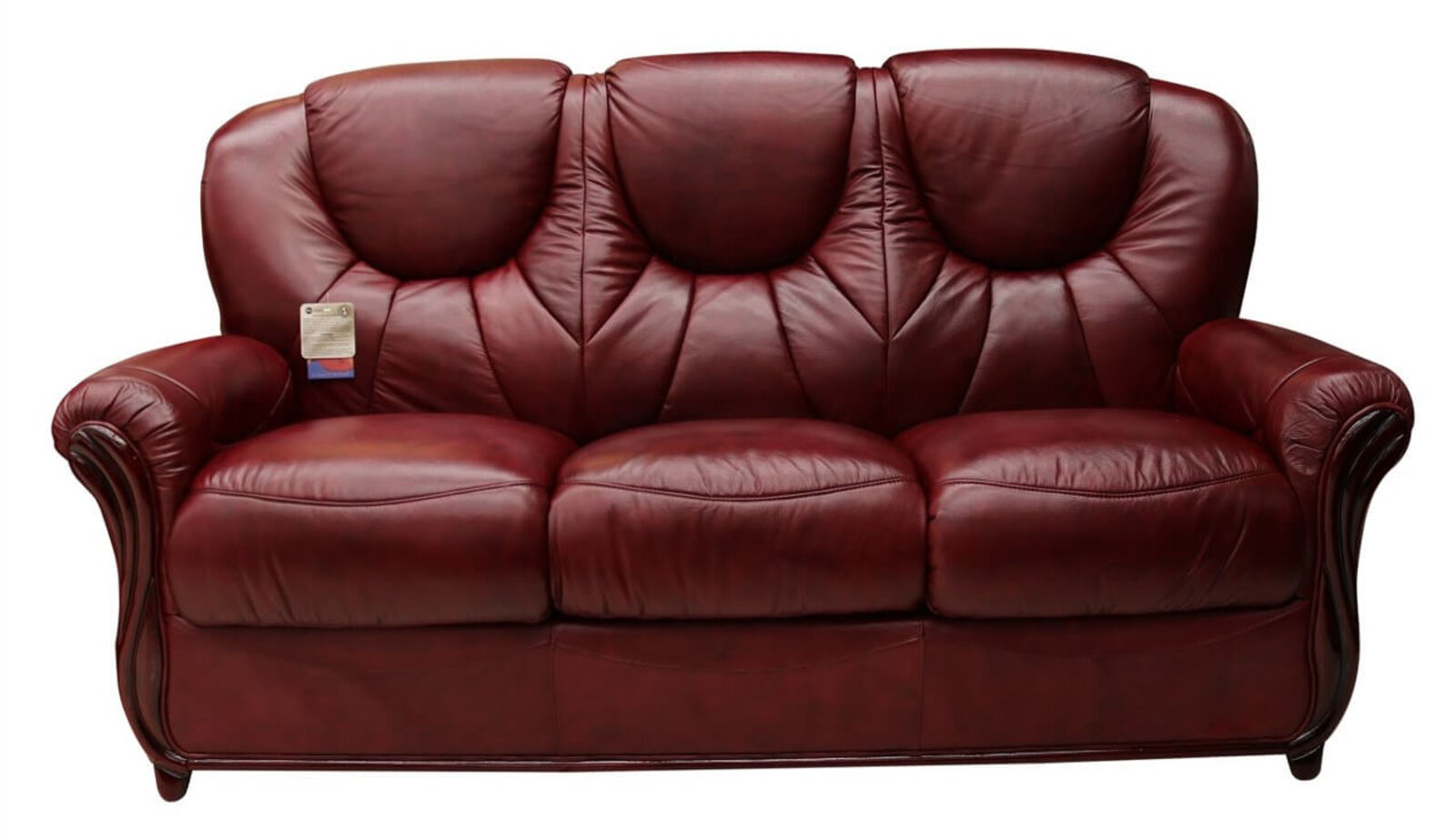 Product photograph of Lucca Genuine Italian Leather 3 Seater Sofa Settee Burgandy from Designer Sofas 4U