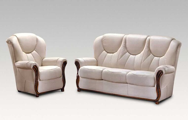 Lucca 3+1+1 Genuine Italian Cream Leather Sofa Suite Offer