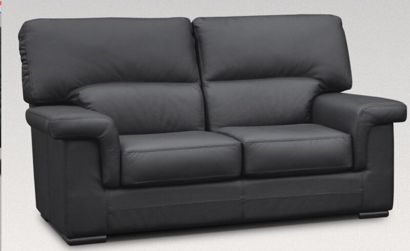 Product photograph of Orleans 2 Seater Italian Leather Black Sofa Settee from Designer Sofas 4U