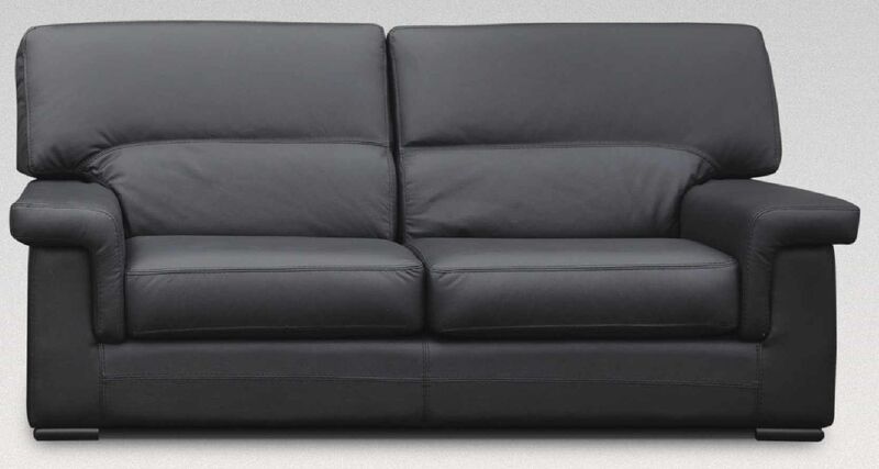 Product photograph of Orleans 3 Seater Italian Leather Black Sofa Settee from Designer Sofas 4U