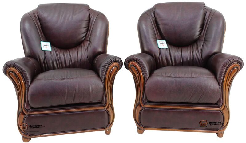 Product photograph of 2 X Mississippi Genuine Italian Sofa Armchairs Burgandy Leather from Designer Sofas 4U