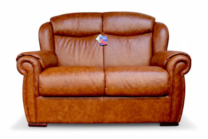 Palermo Genuine Italian Leather 2 Seater Sofa Settee Tabak Brown