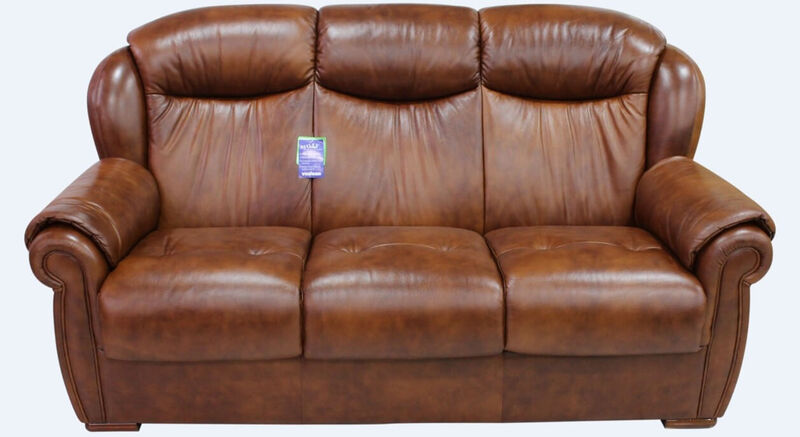 Product photograph of Palermo Genuine Italian Leather 3 Seater Sofa Settee Tabak Brown from Designer Sofas 4U