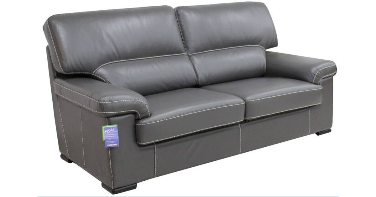 Patrick Contemporary 3 Seater Sofa Grey Italian Leather