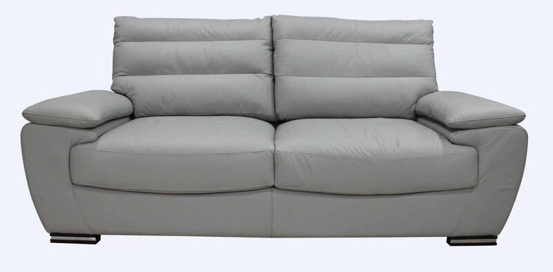 Product photograph of Pavia Genuine Italian Leather 3 Seater Sofa Settee Light Grey from Designer Sofas 4U