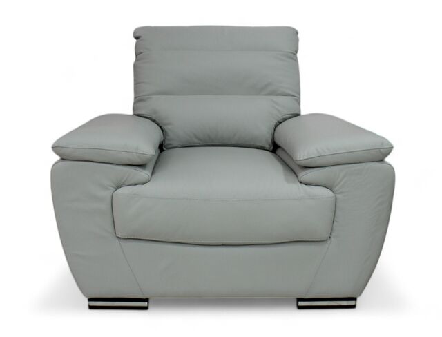 Pavia Genuine Italian Sofa Armchair Light Grey Real Leather